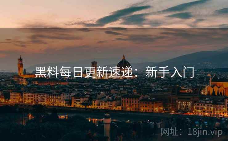 黑料每日更新速递：新手入门